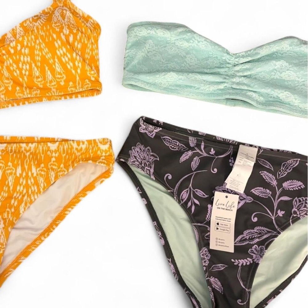 BUNDLE Marigold ikat print bikini set by LOFT. NWT bikini Bottoms. PINK bandeau